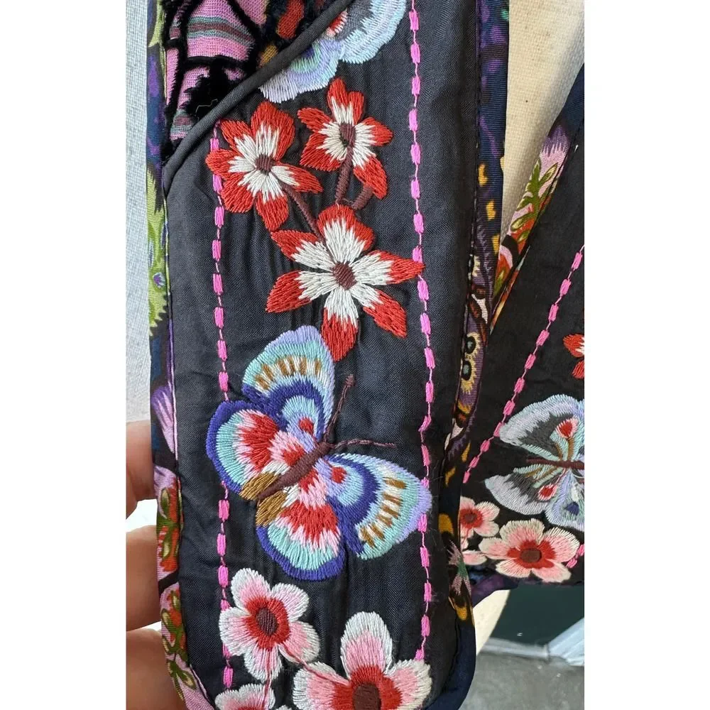 NWOT Johnny Was Catherine Belt Soundbath Navah Velvet Burnout Embroidered Boho